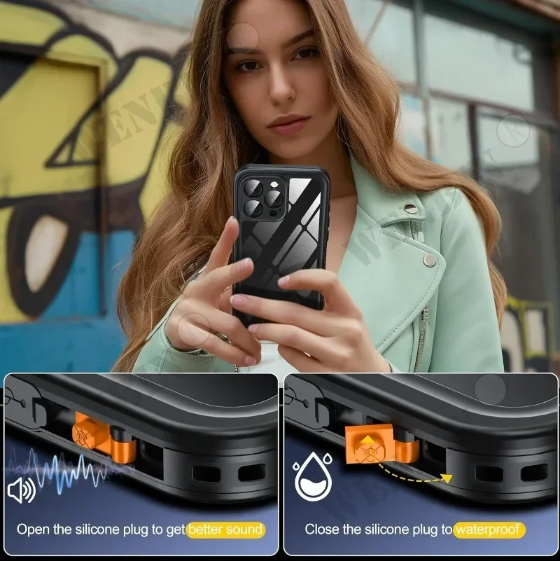 Funda impermeable IP68 para iPhone, carcasa protectora de cuerpo completo para natación, buceo subacuático, Magsafe, magnética, para 16, 15, 14, 13, 12 Pro Max