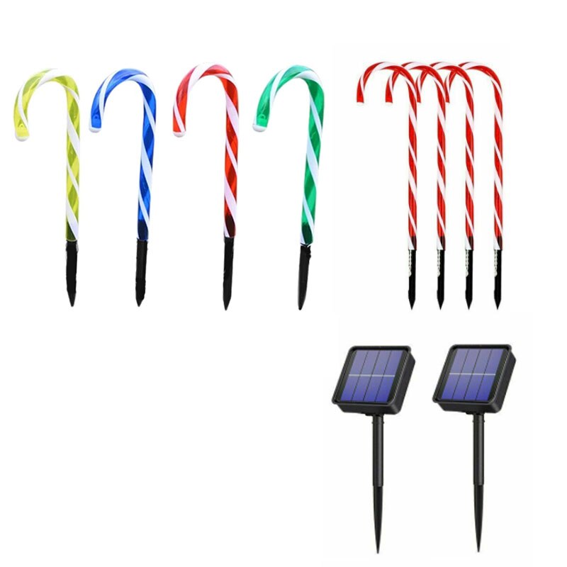 Weihnachten Dekoration Lichter Solar Candy Cane Lichter LED Solar Rasen Lampe Outdoor Solar Lichter Weihnachten Decor für Garten Pathway Yard: 4PCS with 4PCS