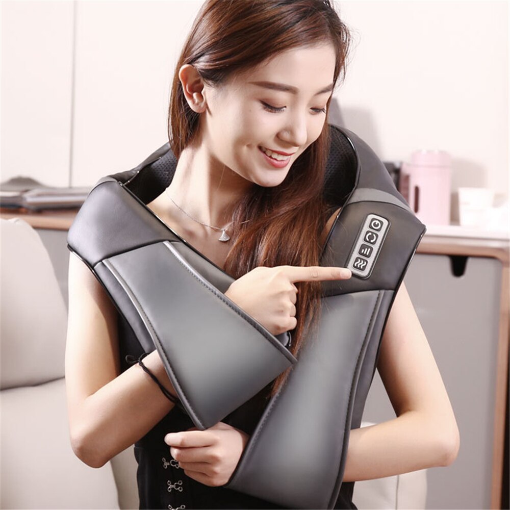 4D Electrical Massage Shiatsu Back Shoulder Body Neck Massager Multifunctional Shawl Infrared Heated Kneading Car/Home Massager