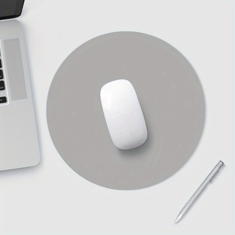 Round Mouse Pad Single-sided Solid Color Universal Non-slip Pad Mouse Pad Suitable for Laptop Office Leather Gaming Mouse Pad: GRAY
