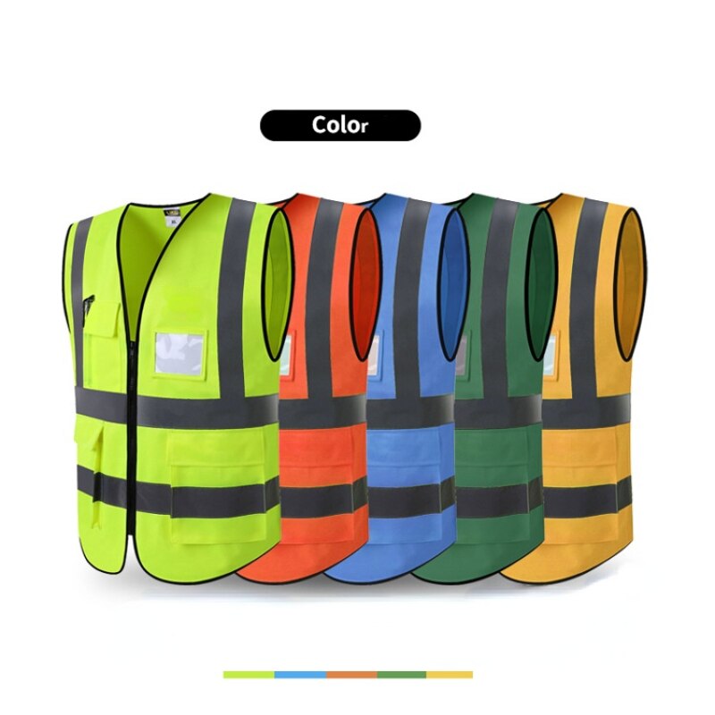 High Visibility Reflective Safety Vest Security Cycling Safety Clothing Work Reflective Vest Multi Pockets Workwear Waistcoa