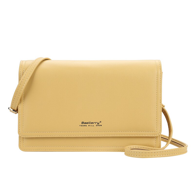 Damen-umhängetasche in unifarbe mit großem fassungsvermöGen, weiches leder, multifunktionale crossbody-geldbörse: Gelb