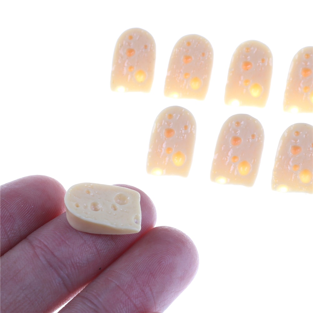 10 stk / lot diy mini søde 3d simulation ost harpiks miniature mad kunstforsyning diy dekorative håndværk