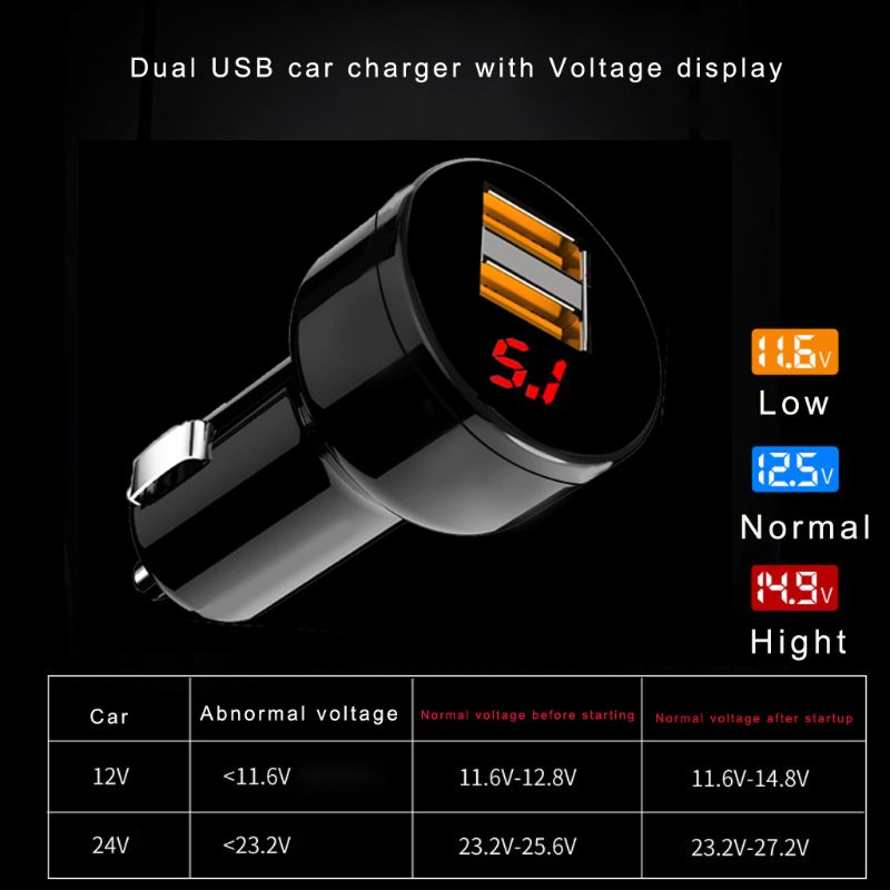 12 V/24 V Dual Häfen 3.1A USB Auto Zigarette Ladegerät Feuerzeug Digitale LED Voltmeter Energie Adapter für Handy, Mobiltelefon telefon Tablette GPS