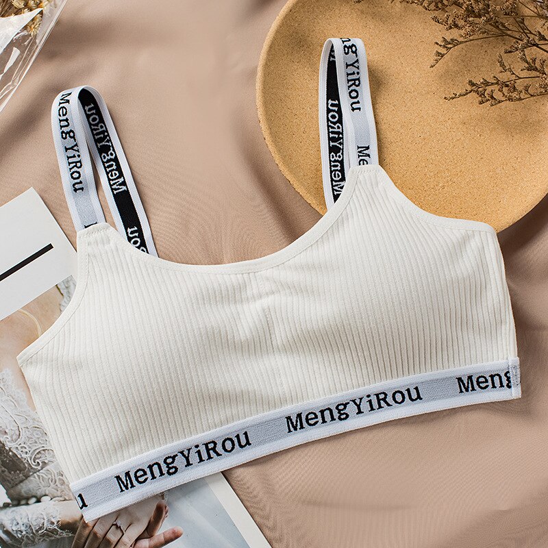 Sujetador sin costuras de copa completa para mujer, Bralette transpirable con letras de alambre, Top de tubo, Bralette de hilo, 2022: White