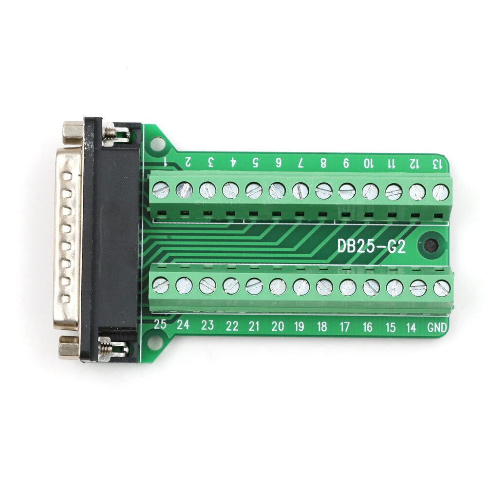 1PCS DB25 Male 25Pin Plug Breakout PCB Board 2 Row Terminals Connectors