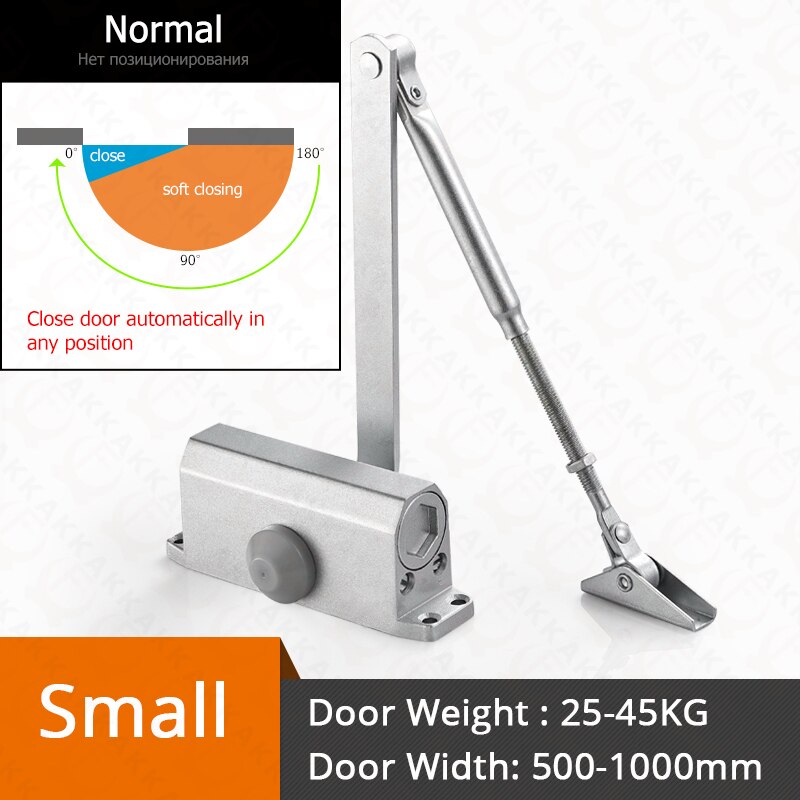 KAK Automatic Door Closer 2 Spring Hydraulic Buffer Adjustable Door Stopper Speed Mute Closing For 25 to 80KG Door Hardware: Silver S