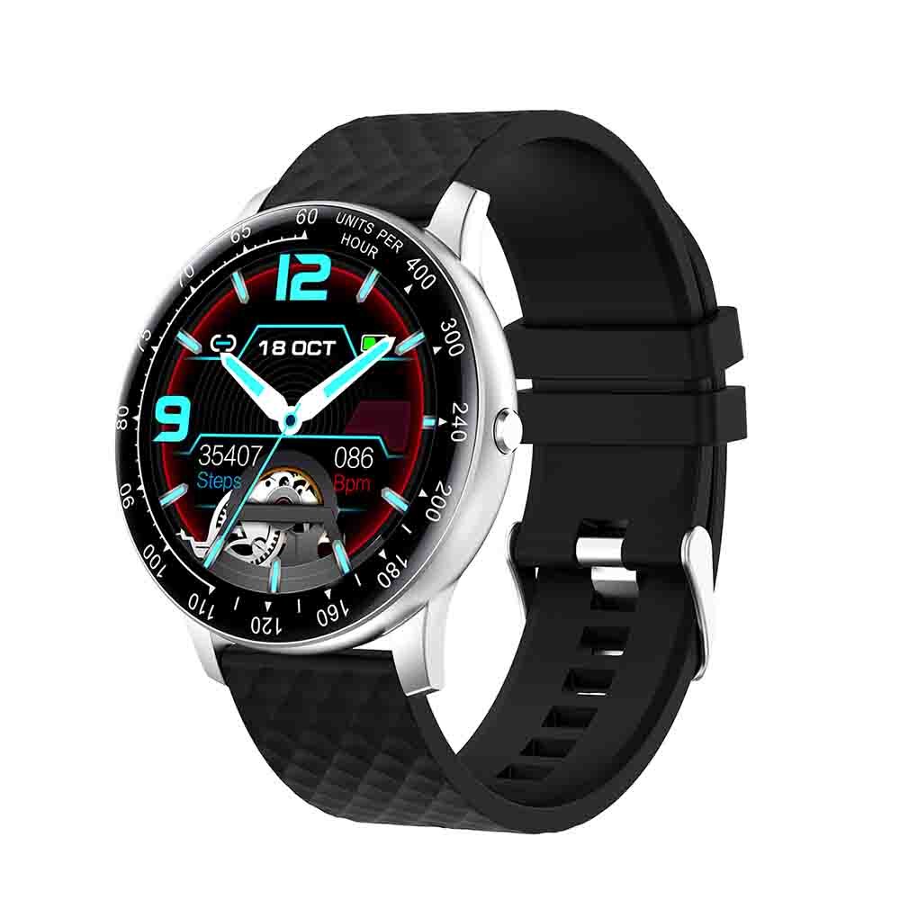 H30 Smart Armband Full Screen Waterdicht Fitness Activiteit Horloge Touch Hartslag Tracker Bloeddruk Horloge Sleep Tracker: Silver black