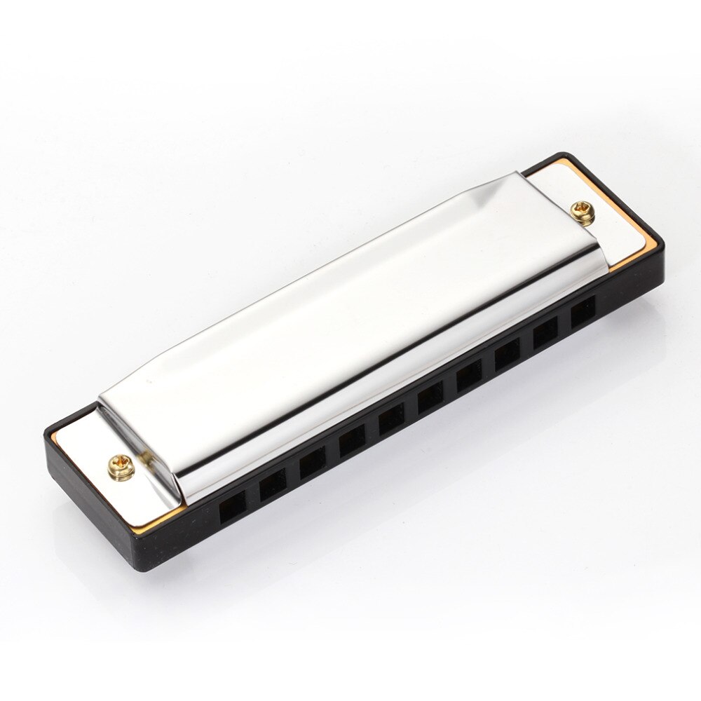 sale10-Hole Diatonic Harmonica Silver Blues Diatonic Harp Harmonicon 10 Holes Musical Instrument Alloy Harmonica Mouth Organ