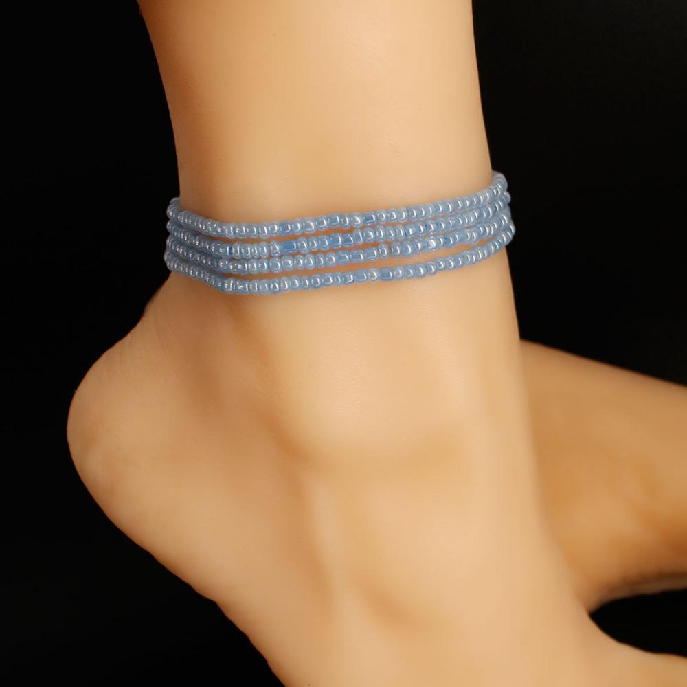 1 piezas estilo bohemio Multi Color cintura elástica vientre cuentas cuerpo cadenas pulsera tobilleras para cuerpo playa verano Boho joyería