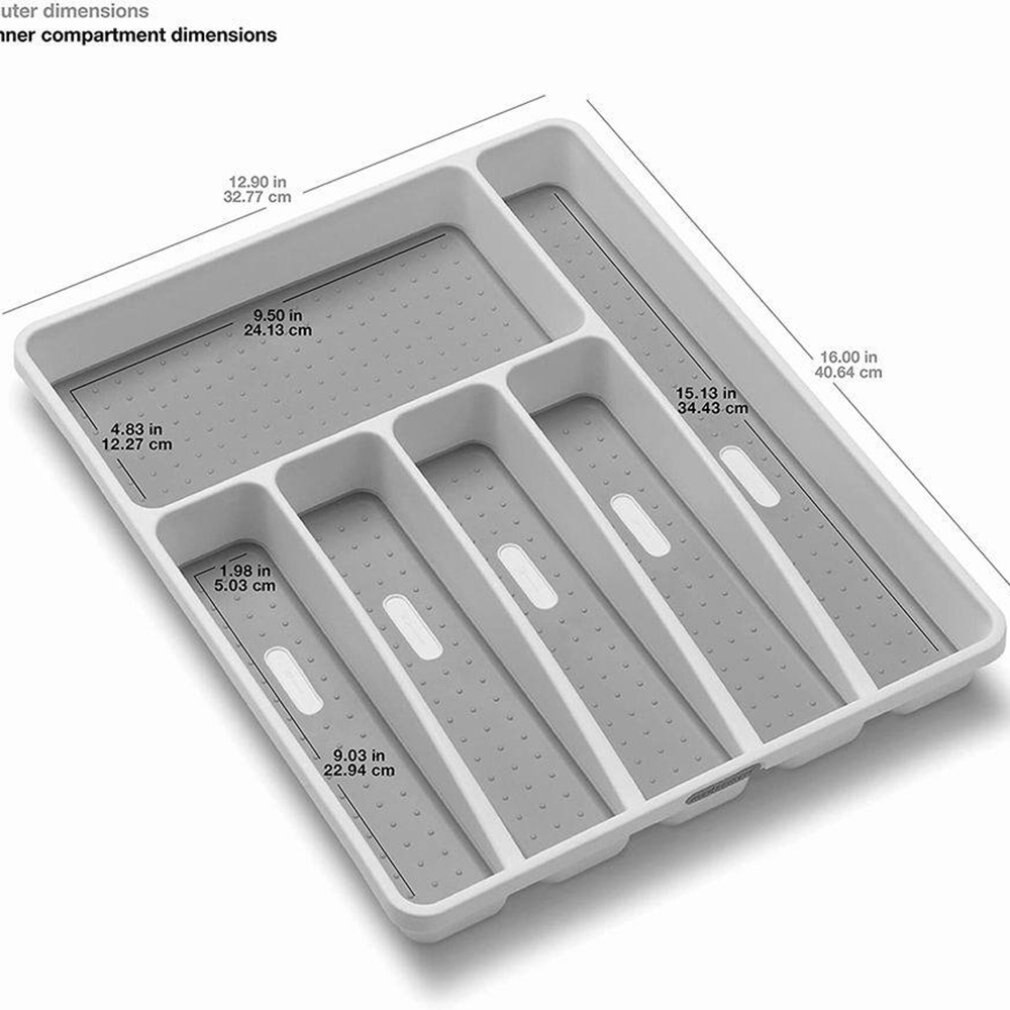 Kitchen Cutlery Tray Drawer Organizer Silverware Utensil Storage Cutlery Tray 5/6 Sections Divider Kitchen Drawer