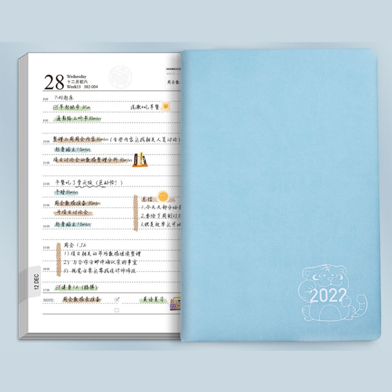 T8DB 2022 Daily Planner Appointment Diary with Hourly Timetable Ribbon Bookmark