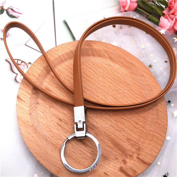 Business PU Lanyards Neck Strap For Id Pass Card Badge Gym Mobile Phone Usb Keys keycord keychain lanyard for keys: brown