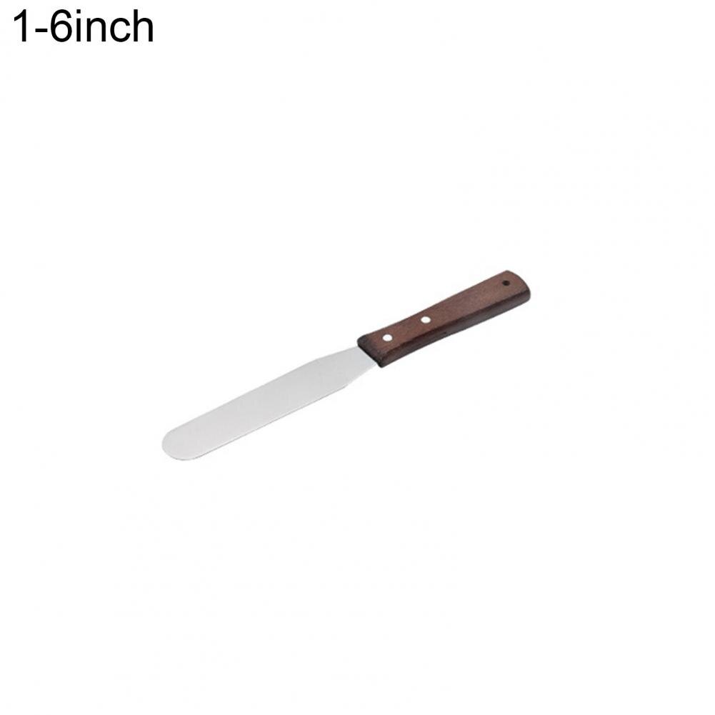 1pc Kuchen Spachtel Backen Schaber Holzgriff Edelstahl Palette Messer Schaber Kuchen Dekorieren Werkzeug Backformen Backen Werkzeug: 6Zoll 1