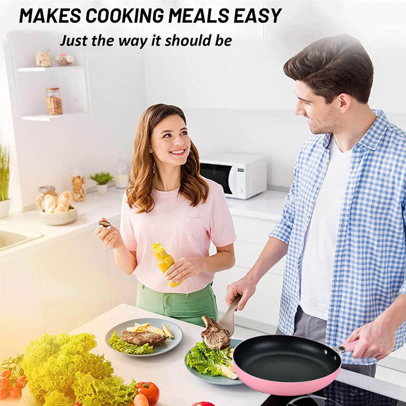 Teenra 24Cm Aluminium Frituren Pot Ei Pannenkoek Koekenpan Non-stick Steak Koekenpan Verdikte Steelpan Omelet Ontbijt maker