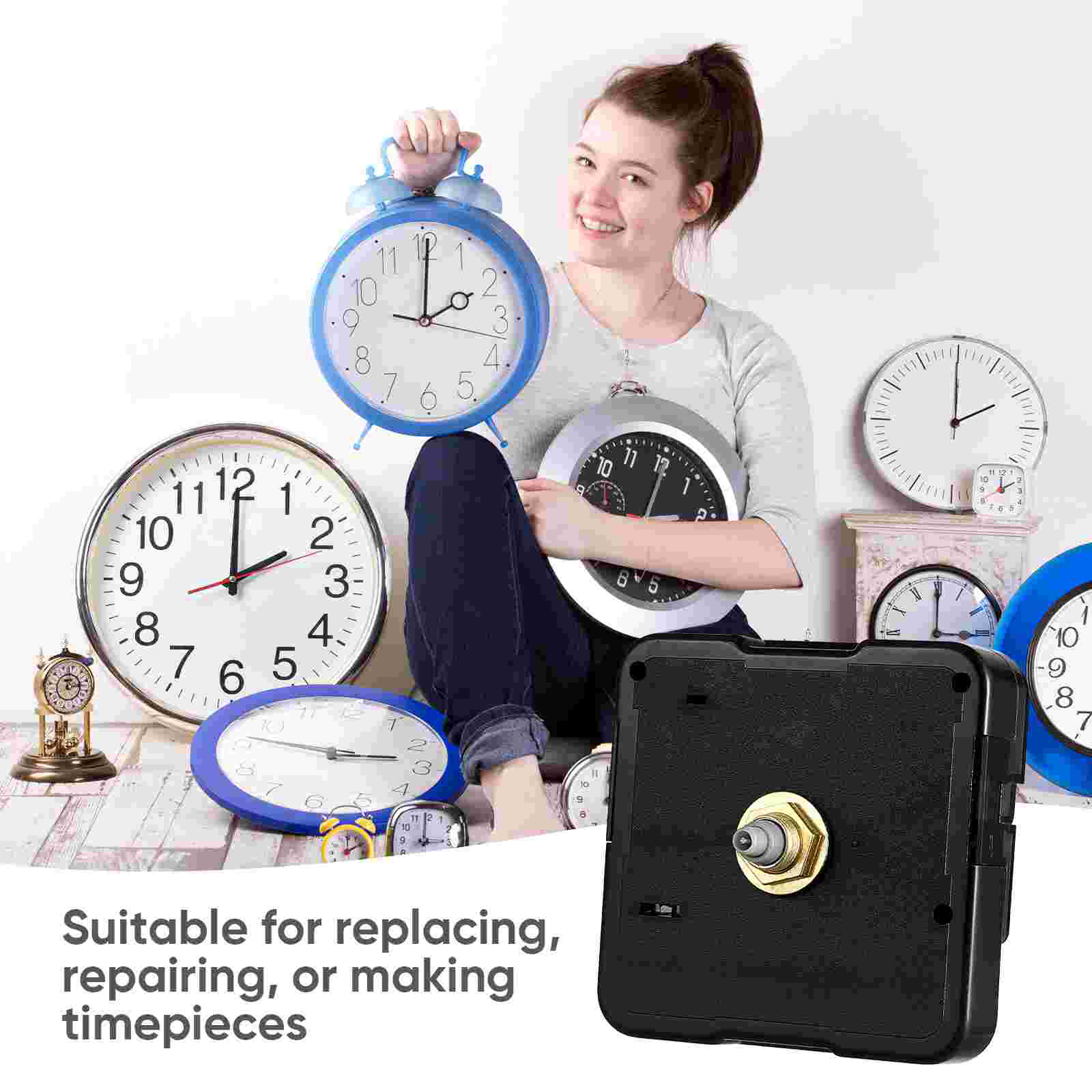 Quartz Clock Mechanism Movement Repair Accessory Kit Tool Powered Black