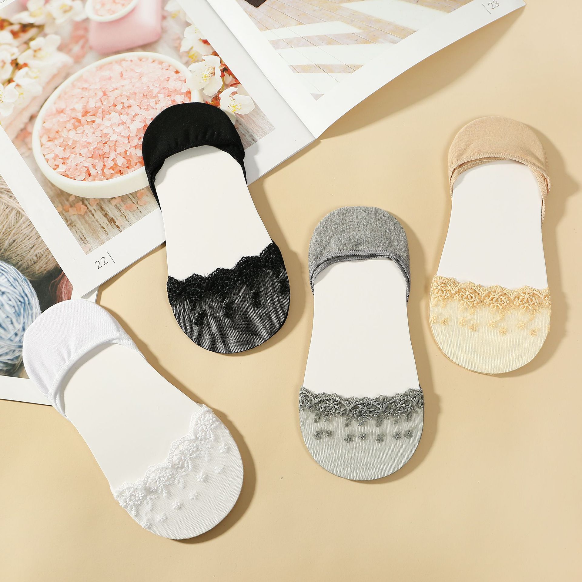 Ademend Kant Sok Slippers Onzichtbare Boot Sokken Vrouwen Zomer Sokken Korte Vrouwelijke Slippers Calcetines Invisibles Mujer