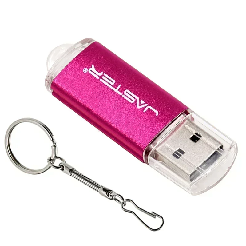 JASTER Niestandardowe logo Pendrive 4GB Mini pamięć flash USB 8GB Bezpłatny brelok do kluczy Pamięć USB 16GB Prezent biznesowy Dysk U 32GB Prezent pożegnalny: Różowy / 100 gb