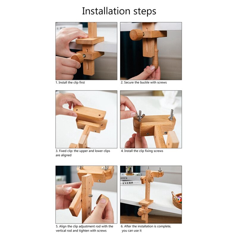 Drewniane, robić haftowania obręcz uchwyt obrót o 360 stopni regulowana podstawka biurowa przechodzić szew stojak, z haftem obręcz