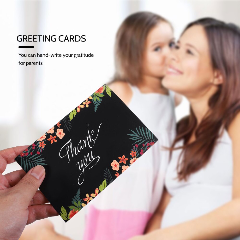 6 Pcs Beautiful Note Cards Memo Cards with Envelopes (Black)
