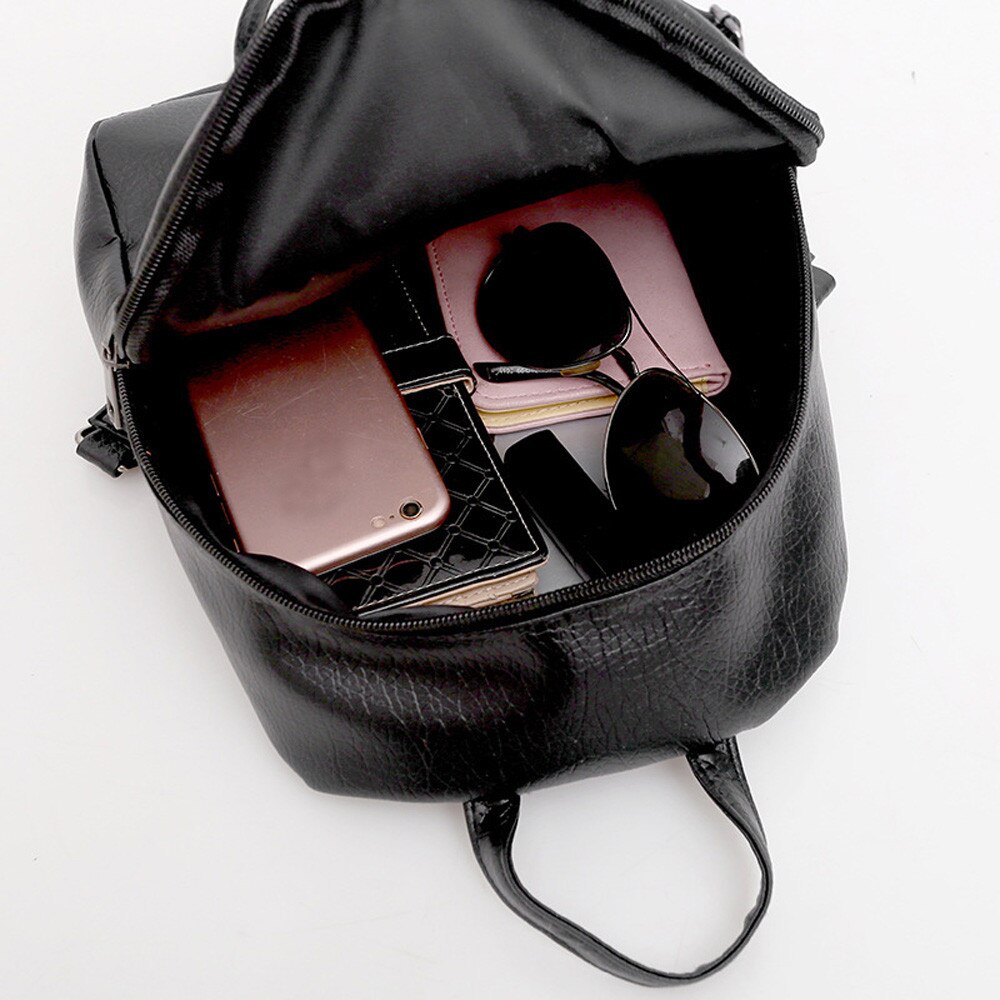 CONEED Ladies Leather three-piece Backpack Shoulder Bag Purse Black Women Backpack Oc17