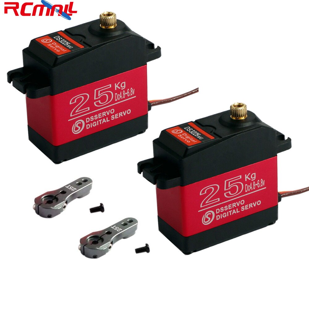 Servomotor Digital DS3225 de 25KG para coche de control remoto, Servo resistente al agua de 270 °, engranaje de Metal completo, alto par con 25T, claxon de brazo para coche de control remoto 1:8/1:10/1:12, 2 uds.