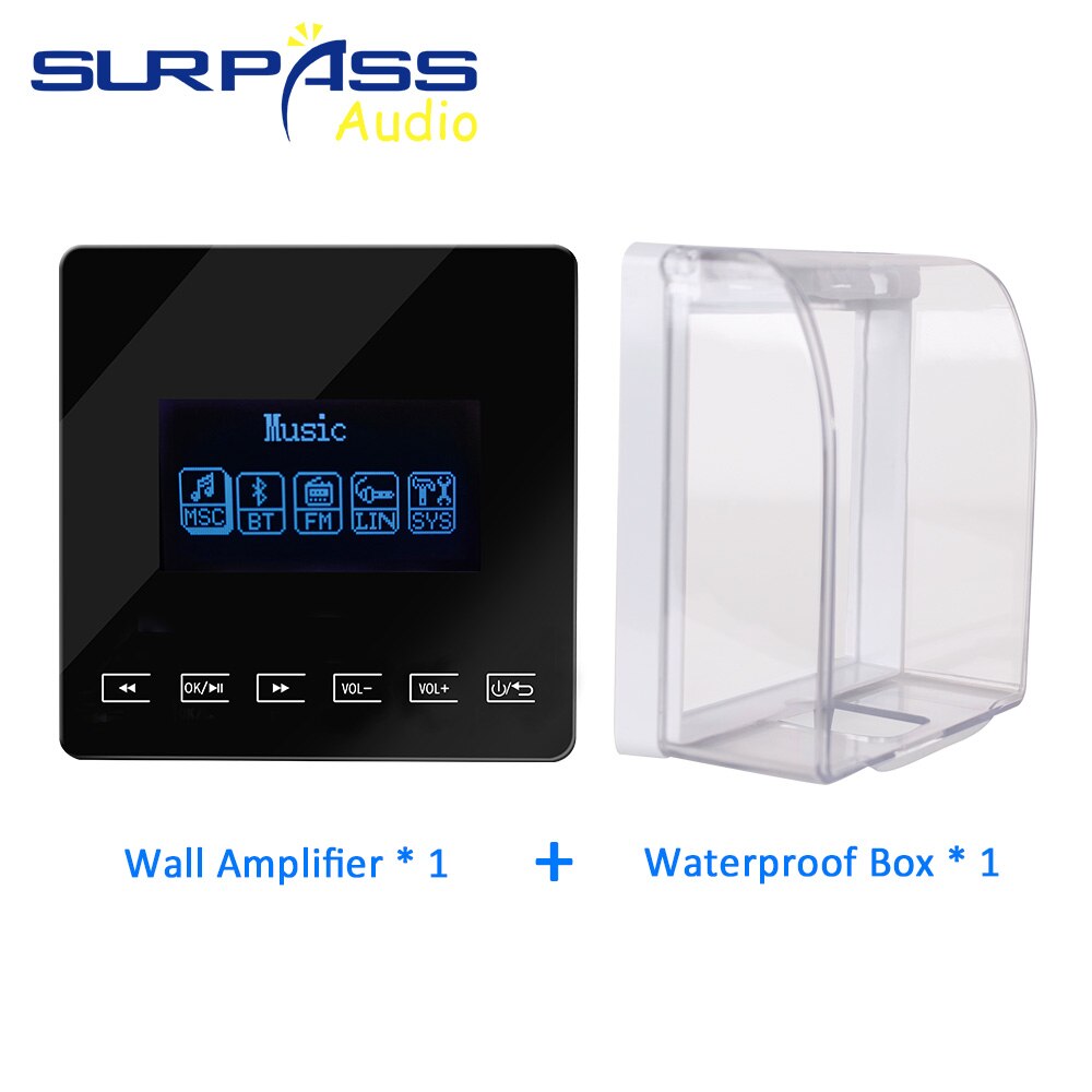 Bluetooth Wall Amplifier Mini bluetooth amplifier Home Audio System Touchkey Background Music Player connect to TV SURPASS: black amp with box