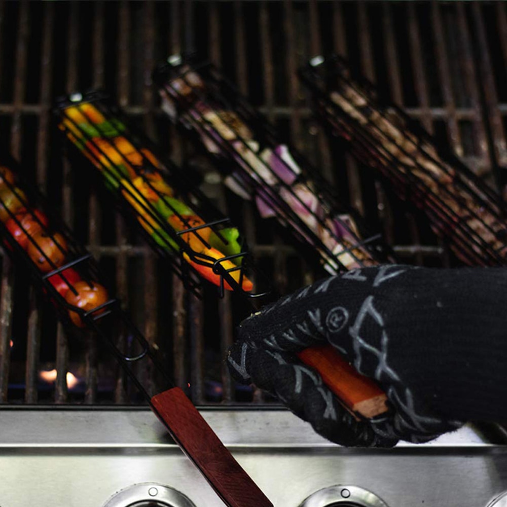 Bbq grill nät nonstick grill nät bärbara fisk grill nät grill korg bbq verktyg kök tillbehör