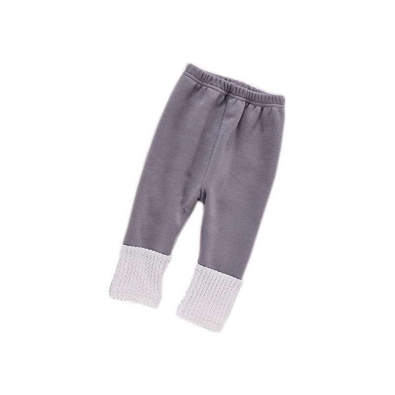 Kids Plush Pants Autumn And Winter Baby Leggings For Boys Girls Plush Thickened Cotton Bottoming Pants: Gray / 24M