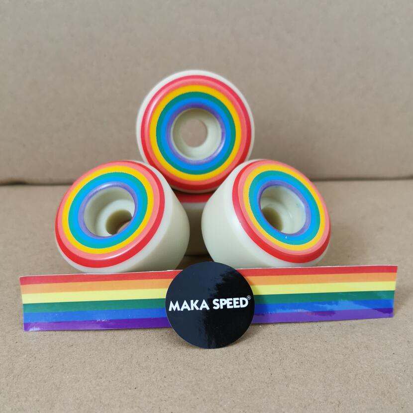 Good lgbt pride equality skateboard wheels 53mm 104A=101DURO conical shape MAKA SPEED pro brand rainbow skateboard wheel
