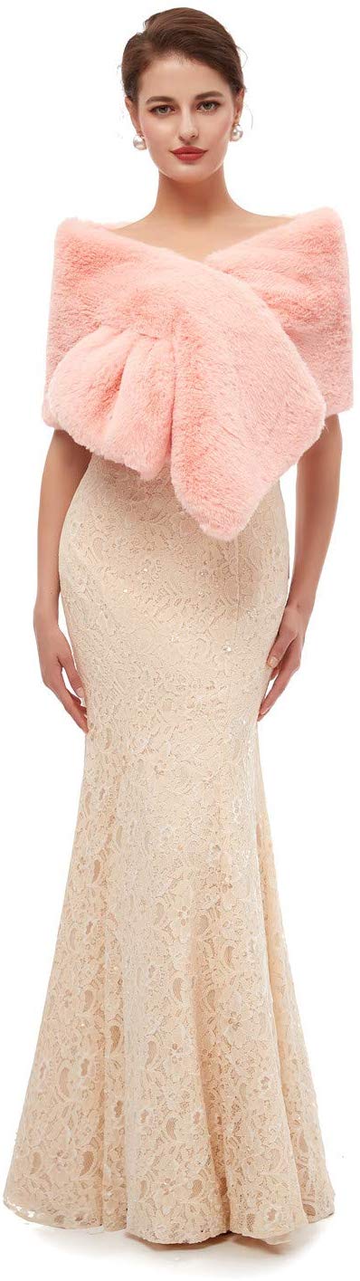 Bolero Jacket Avondjurk Sjaal Bridal Wraps Fur Cape Fur Sjaal Veer Robe Sheer Wit Bont Mantel Winter Witte Mantel jas: 1pj19141