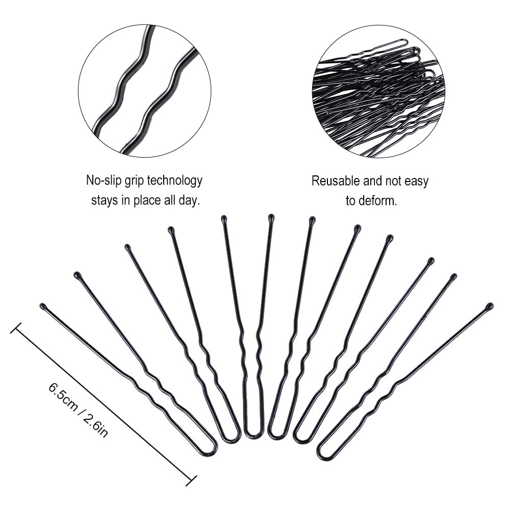 200Pcs Bobby Pins U Shape Black Hairpins No Slip Grip Thin Bobby Pins Women Hair Clips