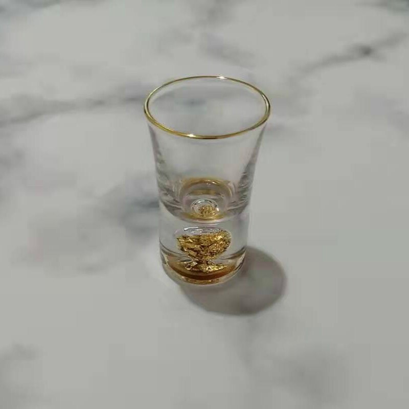 10ml vodka vinglas skottglas guld sprit kopp inbyggd guldfolie skull glas kristall sprit glas vin set: Klar