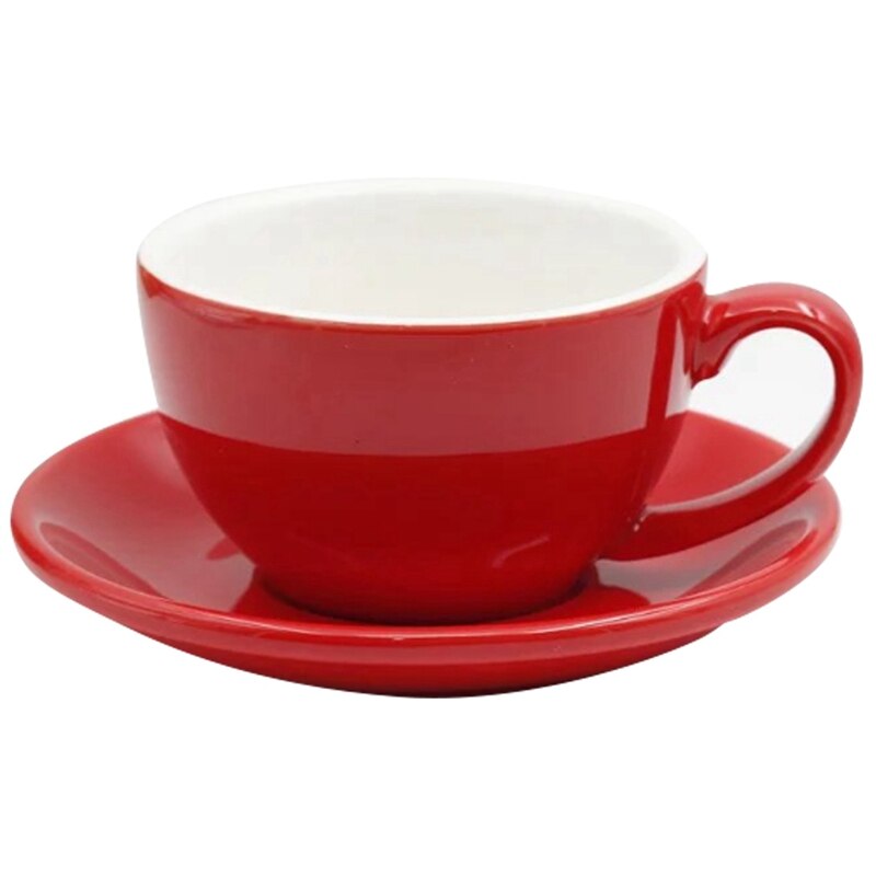 300Ml, Prachtige Keramische Koffie Beker En Lepel Set, , Grote Capaciteit Cup, Europese: Red