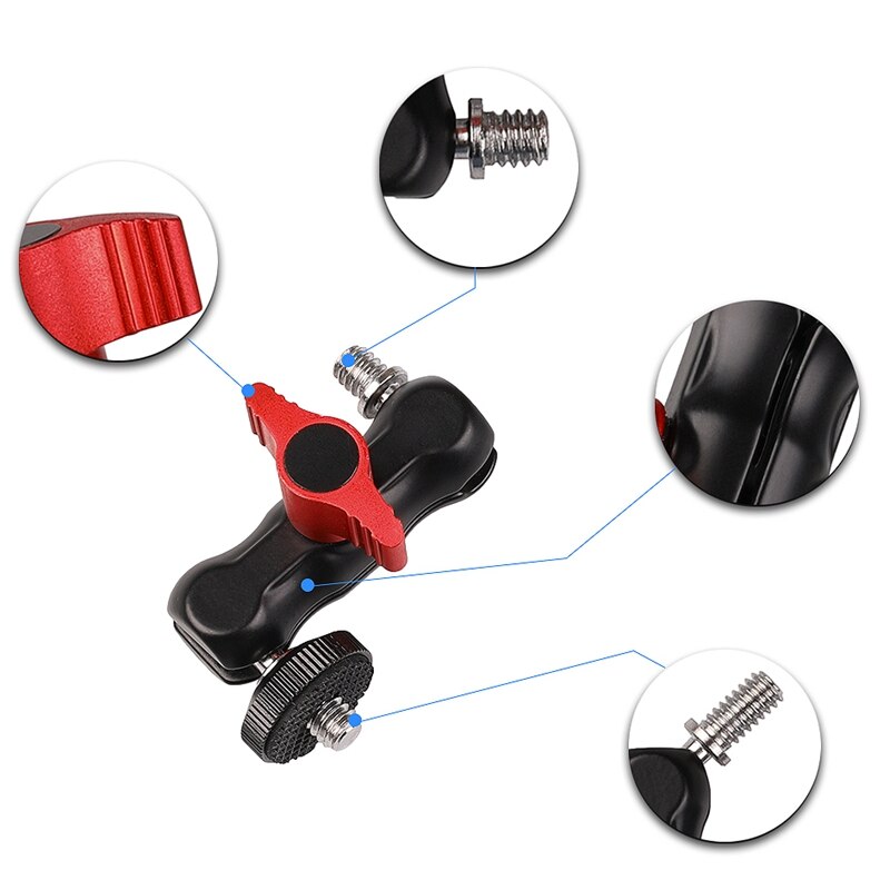 Braço de ic super da braçadeira da montagem da bola da braçadeira da cabeça da bola da multi-função com a linha 1/4inch-20 para o monitor do equipamento da gaiola da câmera