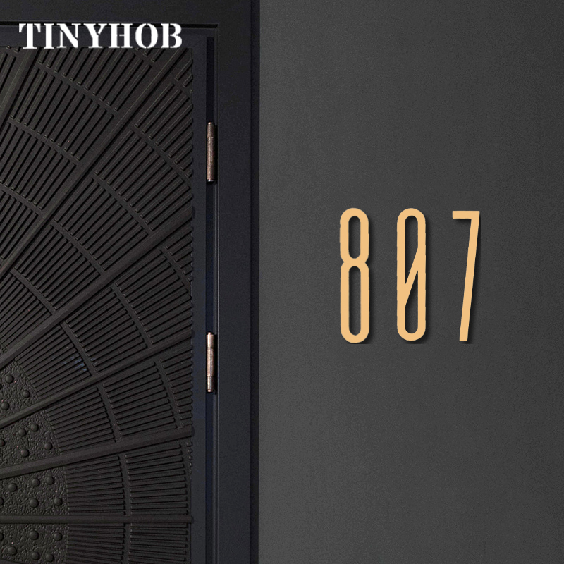 Højde 7cm 2.75 " gyldne messing bogstaver og tal vægindretning villa hotel dørplader figurer sovesal hjemmekontor nummer gør-det-selv