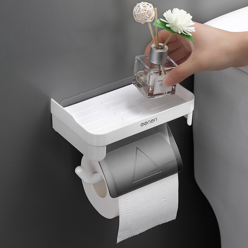 Soporte de Papel Higiénico de Montaje en Pared para Baño, Accesorio de Pañuelos, Estante con Punzón Autoadhesivo, con Rollo de Cocina Gratis