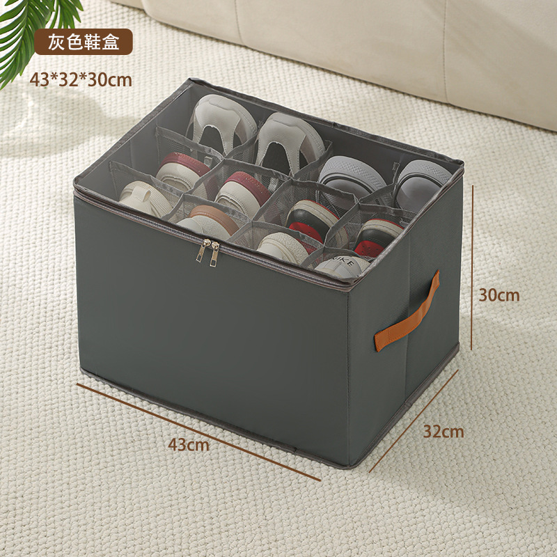 Fabric Shoe Organizer Foldable Shoe Storage Bin with Clear Lid Shoe Storage Box Adjustable Dividers for Sneakers Loafers Sandals: Red