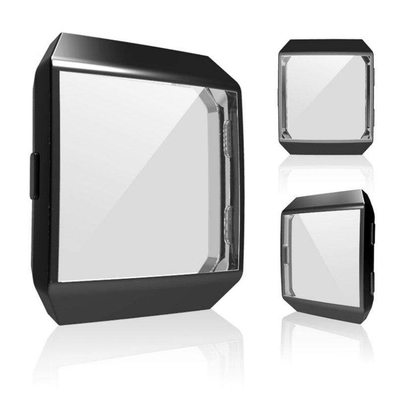 360 Degree Protection Cover For Fitbit Ionic Band Case Plating Coque Fit Bit ionic Watch Band Accessories Screen Protective Case: Black