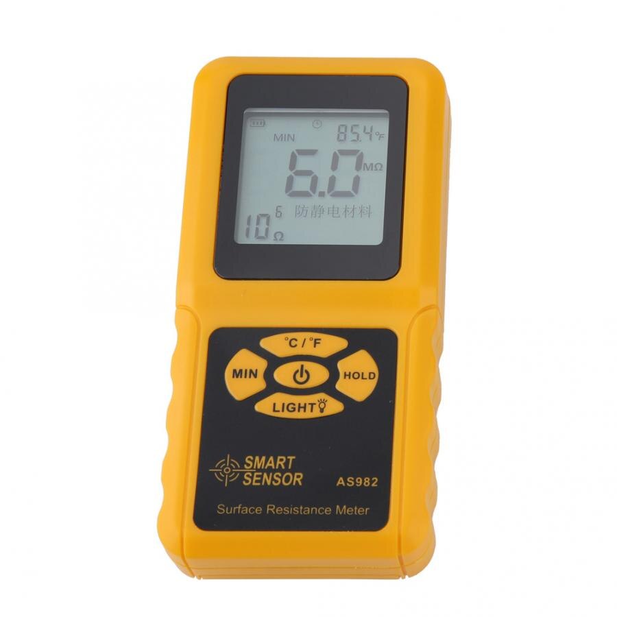 SMART SENSOR LCD Display Surface Resistance Meter Handheld Earth Resistance Tester AS982