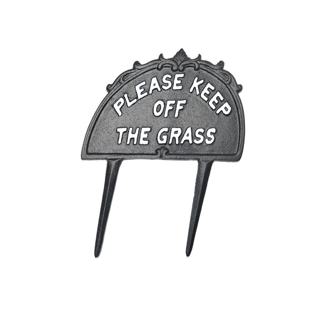 1pc Cast Iron 'Please Keep Off The Grass' Sign Warning Garden Ground Plug Card Yard Decor Sturdy Stick to Ground Prohibited Logo