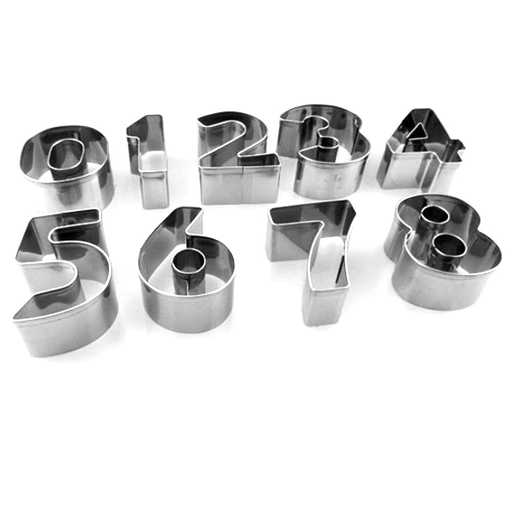 9 stk / sett 0-8 nummer cookie kutter rustfritt stål informasjonskapsler fondant kjeksformer cookie verktøy: misligholde tittel