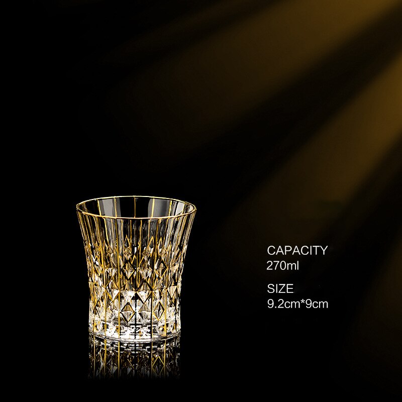 Gold Luxury Wine Glass Wine Champagne Goblet European Style Exquisite Household Bar Crystal Whiskey Glasses Hand Blown Cups: 010