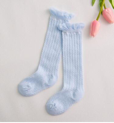 Babysokken kniehoge mesh kindersokken lange buis babysokken katoen peuter zomer holle ademende babysokken meisjes jongens: Blauwe mesh knie / 12 to 24 maanden