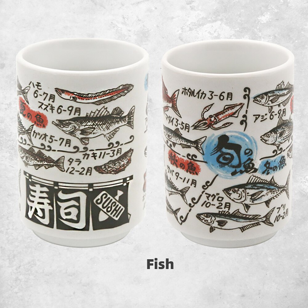 Japanska intryck keramiska muggar 300ml te vin sushi kopp rolig familj restaurang dekoration resa för vänner: Fisk