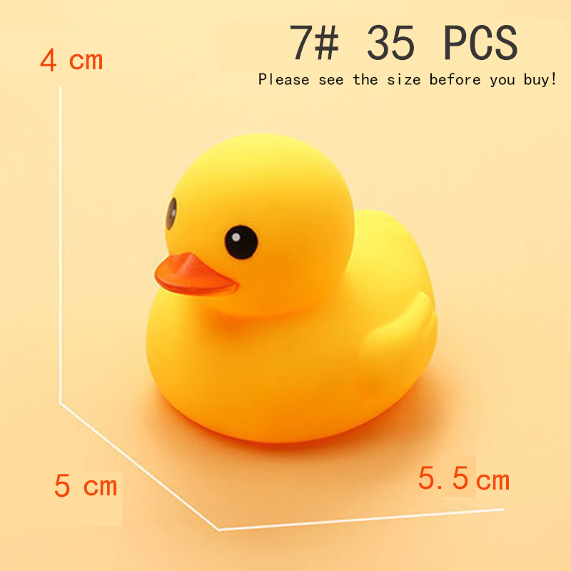 Small Animal Baby Bath Toy Water Squeeze Sounding Dabbling Soft Rubber Duck Kids Duckling Toys for Toddler 3 Years Shower Games: (7Duck) 35PCS