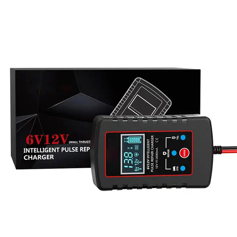 Carregador de bateria do carro para o veículo automotivo, reparo do pulso, acidificado ao chumbo, automóvel, motocicletas, exposição do LCD, 6V, 12V, UE, EUA