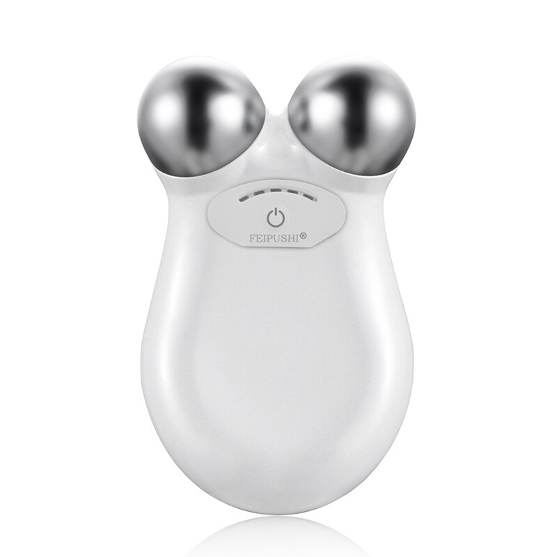 Microcurrent Face Lift Machine Skin Tightening Rejuvenation Spa V Shaped Lifting Electric Facial Roller Anti Wrinkle Massager: white