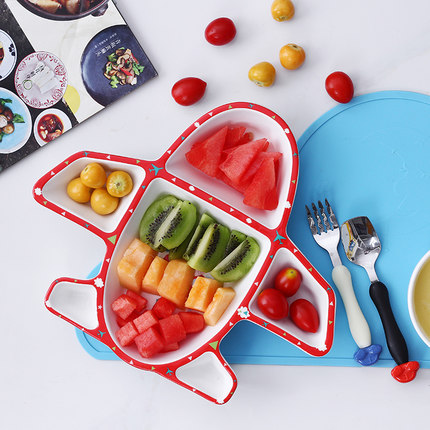 EECAMAIL – assiette colorée de style avion dessin animé, assiette de fruits et légumes, assiette de bol de riz pour enfants, vaisselle auxiliaire: A