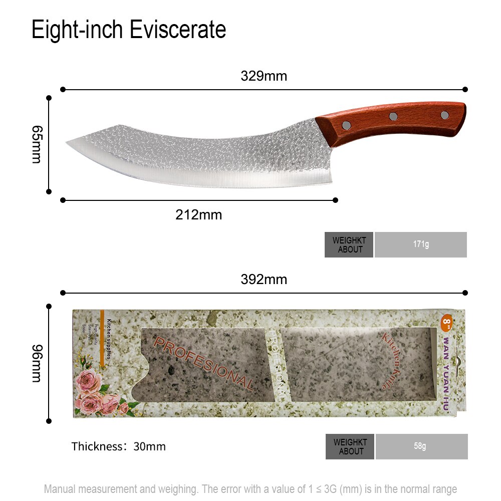 XYj Chef Knife 8/6 inch Ultra Sharp Slicing Knife Premium High Carbon Stainless Steel with Wooden Handle Cleaver: 8 inch white